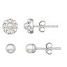 Charming Girl Sterling Silver Simulated Pearl & Crystal Stud Earring Set