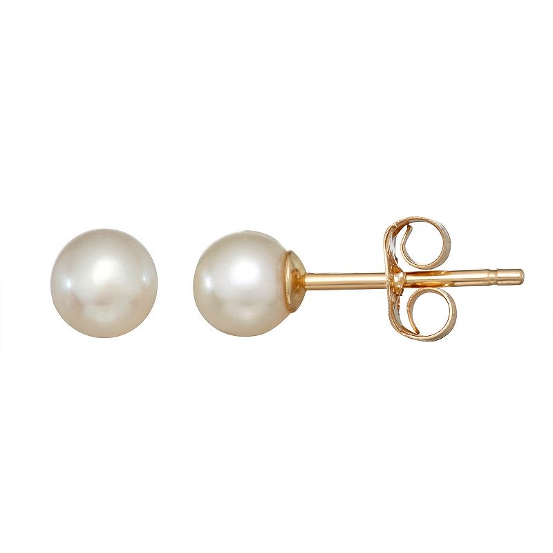 Charming Girl 14K Gold Cultured Freshwater Pearl Earrings, Girls, White