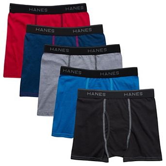 Boys Hanes® 5 Pack Ultimate Assorted Solids Boxer Briefs Underwear