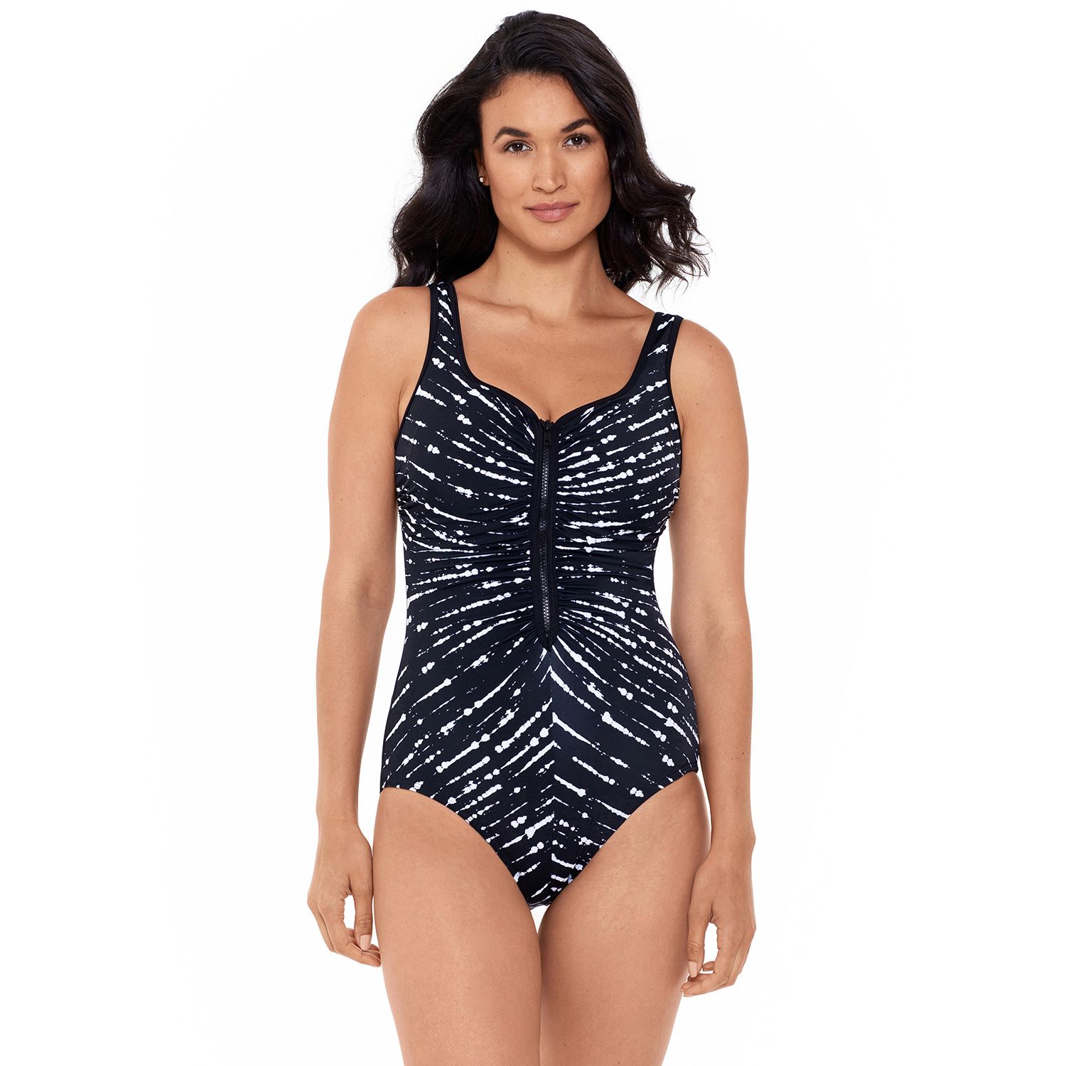 reebok zip front swimsuit