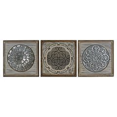 Belle Maison Mixed Metal and Wood 3-pc. Wall Art