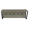 Belle Maison Grey Wood and Metal Shelf with Hooks 