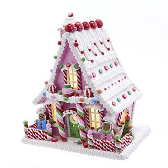 10-Inch Candy LED Gingerbread House Table Piece