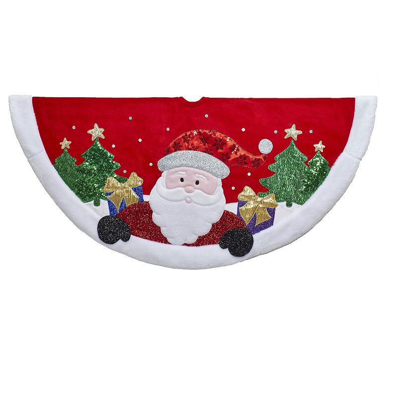 48471271 Kurt Adler Applique Santa Christmas Tree Skirt, Re sku 48471271