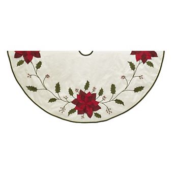 Kurt Adler Holly Leaves Poinsettia Christmas Tree Skirt