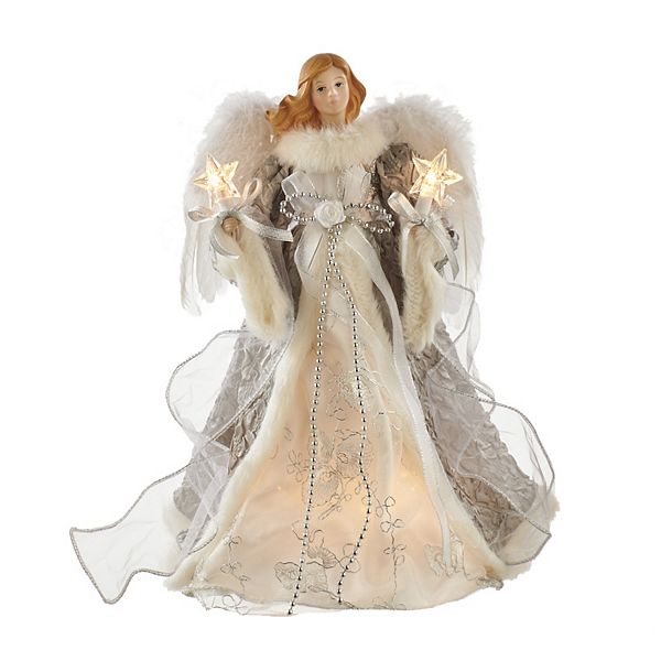 Kurt Adler 10Light Silver and Gray Angel Tree Topper