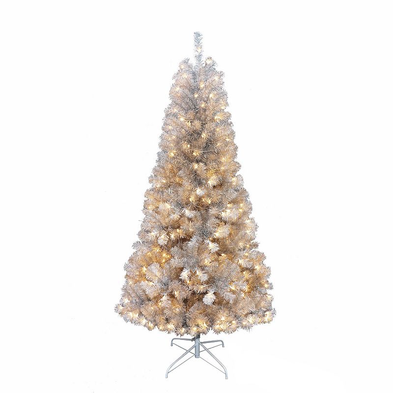 Kurt Adler 7-ft. Pre-Lit Silver Point Pine Artificial Christmas Tree, Grey
