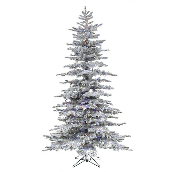 Kurt Adler 6 Ft Aurora Led Slim Flocked Christmas Tree