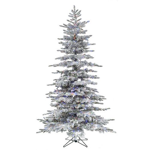 Kurt Adler 7.5-Foot Aurora LED Slim Flocked Multi-Cluster Tree