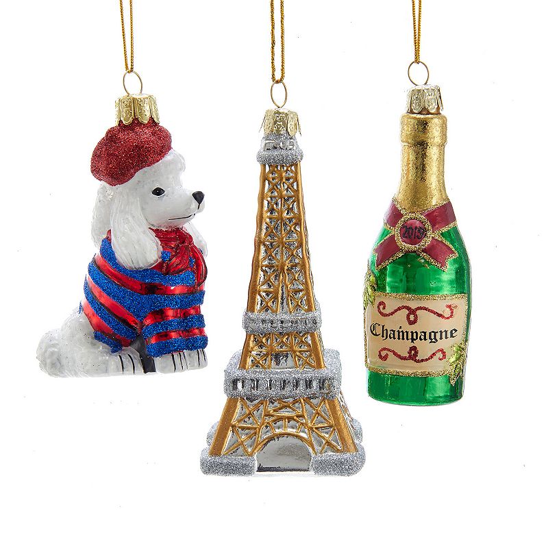 UPC 086131512087 product image for Kurt Adler Paris France Inspired Christmas Ornament 3-piece Set | upcitemdb.com