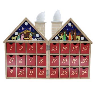 Kurt Adler LED Nativity Advent Calendar Christmas Table Decor