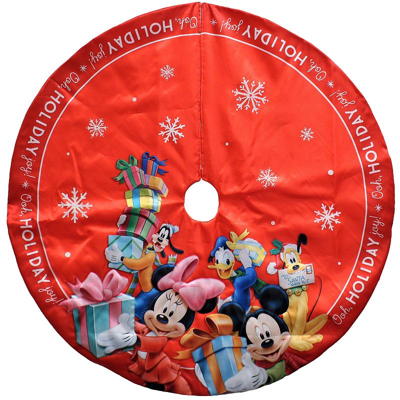 Kurt Adler Mickey Mouse & Friends Christmas Tree Skirt, Red