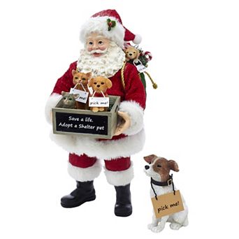 Set of 2 Adopt-a-Pet Santa with Dog