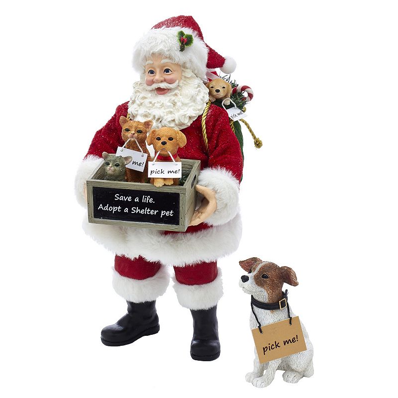 Set of 2 Adopt-a-Pet Santa with Dog, Multicolor