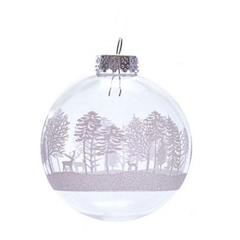 Kurt Adler White Tree Ball Christmas Ornament 6 pc Set