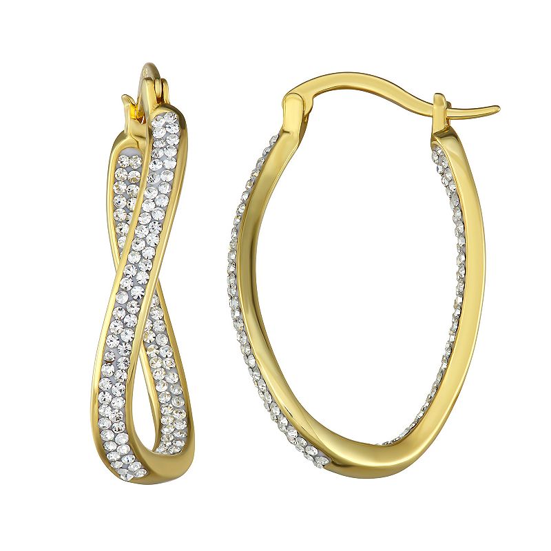 Sterling N Ice Sterling Silver Twisted Hoop Earrings with Swarovski Cryst