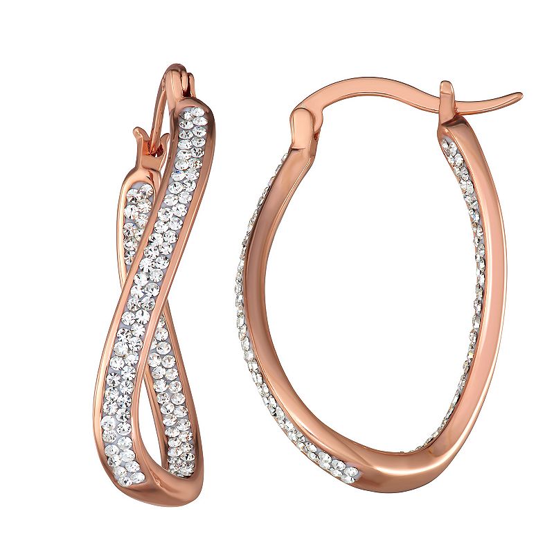Sterling N Ice Sterling Silver Twisted Hoop Earrings with Swarovski Cryst