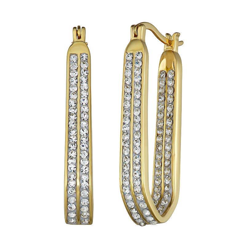 Sterling N Ice Sterling Silver Double Row Hoop Earrings with Swarovski Cr