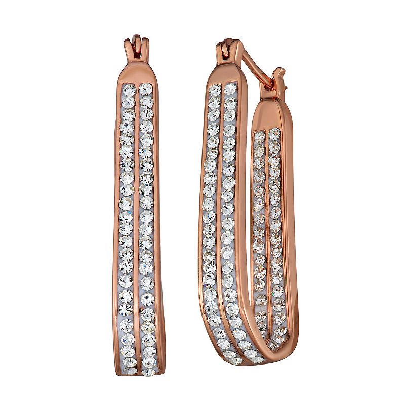 Sterling N Ice Sterling Silver Double Row Hoop Earrings with Swarovski Cr