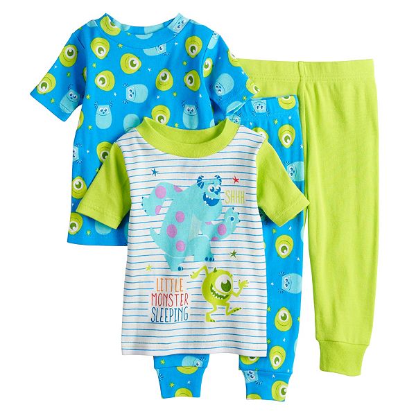 Disney / Pixar Monsters Inc. Baby Boy 4 Piece Sully & Mike Pajama Set