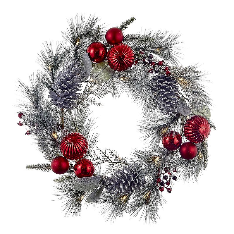 Kurt Adler 22-Inch Battery-Operated Red Berries, Balls and Silver Pinecone 