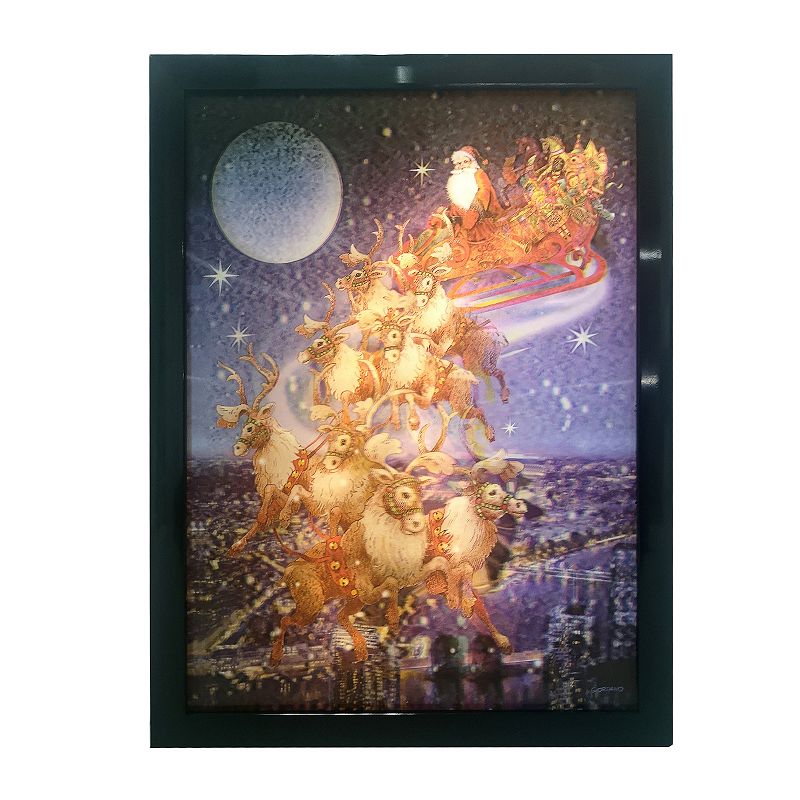30416616 3D LED Framed Christmas Santa and Sled Art, Multic sku 30416616