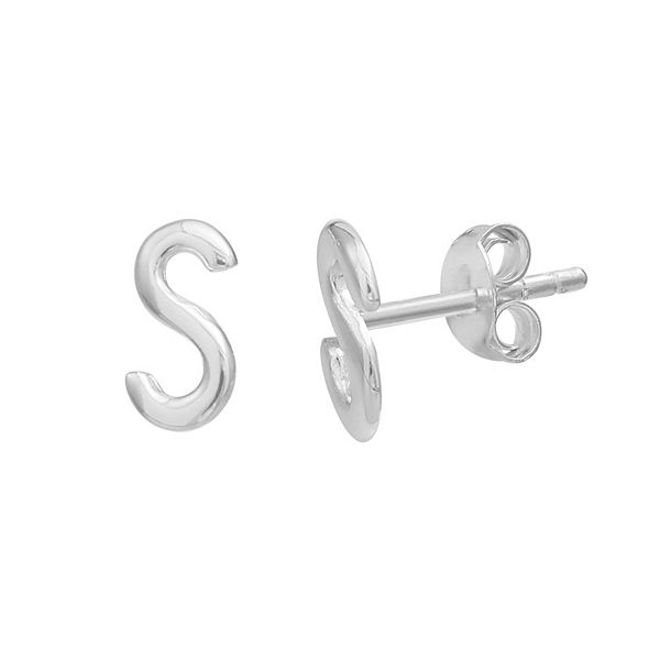 Silvora Dainty Initial Letter A Hoop Earrings, Sterling Silver