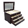 Modern Java 3-Drawer Lift Top Wooden Jewelry Box
