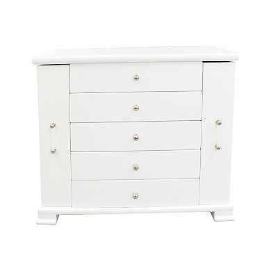 White Wooden Lift Top 5-Drawer Jewelry Box