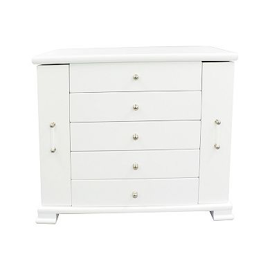 White Wooden Lift Top 5-Drawer Jewelry Box