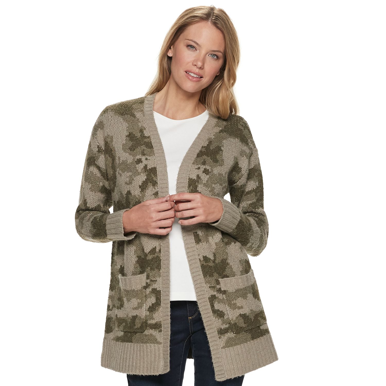 camo sweater cardigan