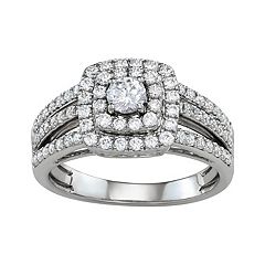 Simply Vera Vera Wang 14k Gold 1/2 Carat T.W. Certified Diamond Square Halo  Engagement Ring Set, Women's, Size: 5, White - Yahoo Shopping