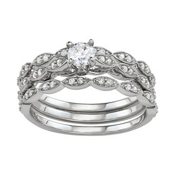 Simply Vera Vera Wang 14k White Gold 1/2 Carat T.W. Diamond Engagement Ring Set