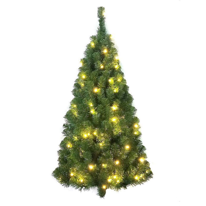 4-Foot Pre-Lit Norway Pine LED Wall Tree, Green