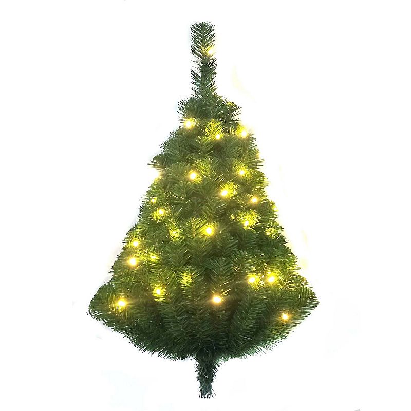 28-Inch Pre-Lit Norway Pine LED Wall Tree, Green