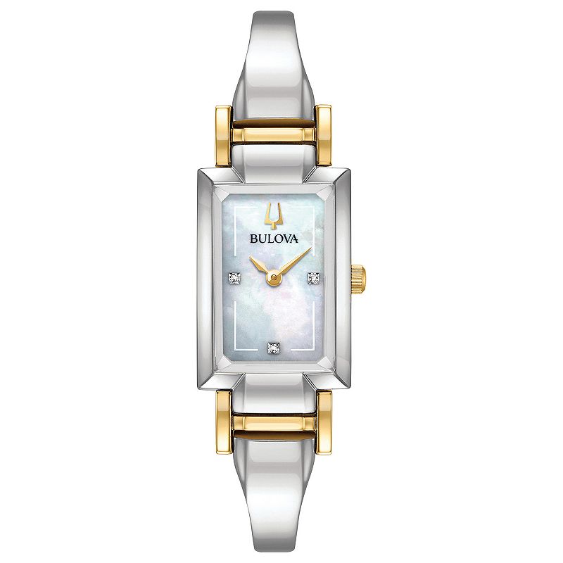Bulova Womens Diamond Accent Two-Tone Half-Bangle Watch - 98P188, Size: Sm