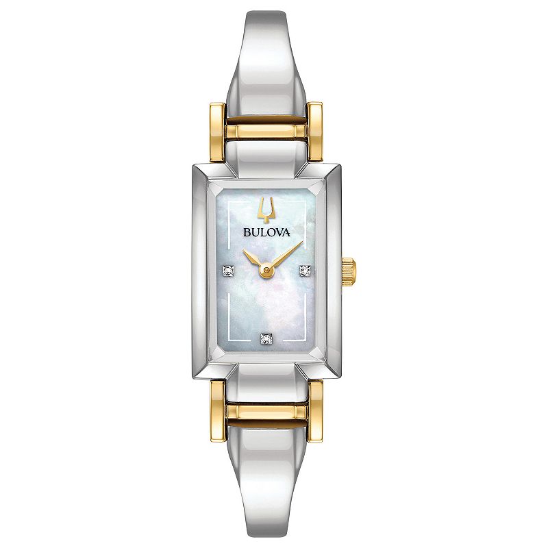 Bulova Women's Diamond Accent Two-Tone Half-Bangle Watch - 98P188, Size: Small, Two Tone
