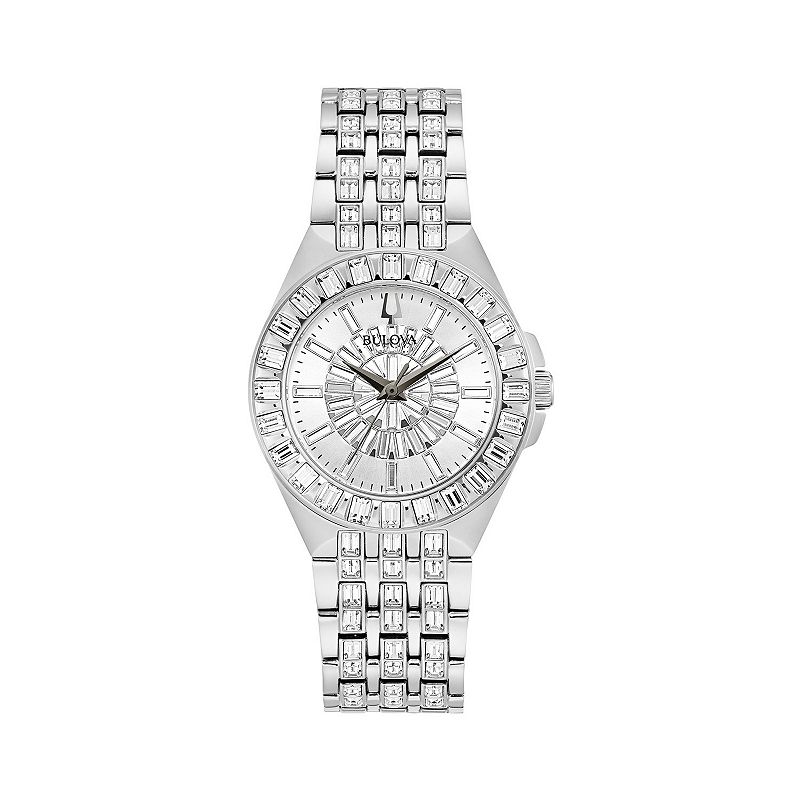Bulova Women's Phantom Stainless Steel Crystal Baguette Watch - 96L278, Size: Medium, Silver Tone