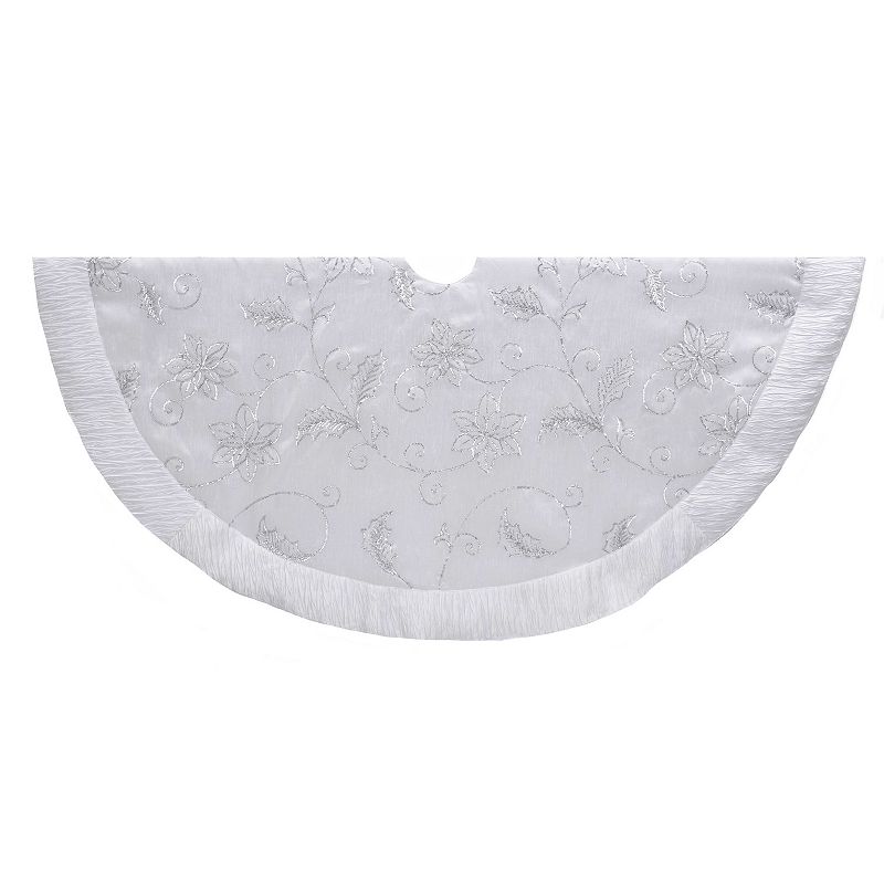 66105916 50-inch White Tree Skirt with Sequin Flowers sku 66105916