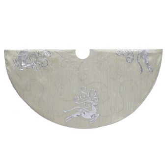 50-inch Light Gold Tree Skirt with Reindeer