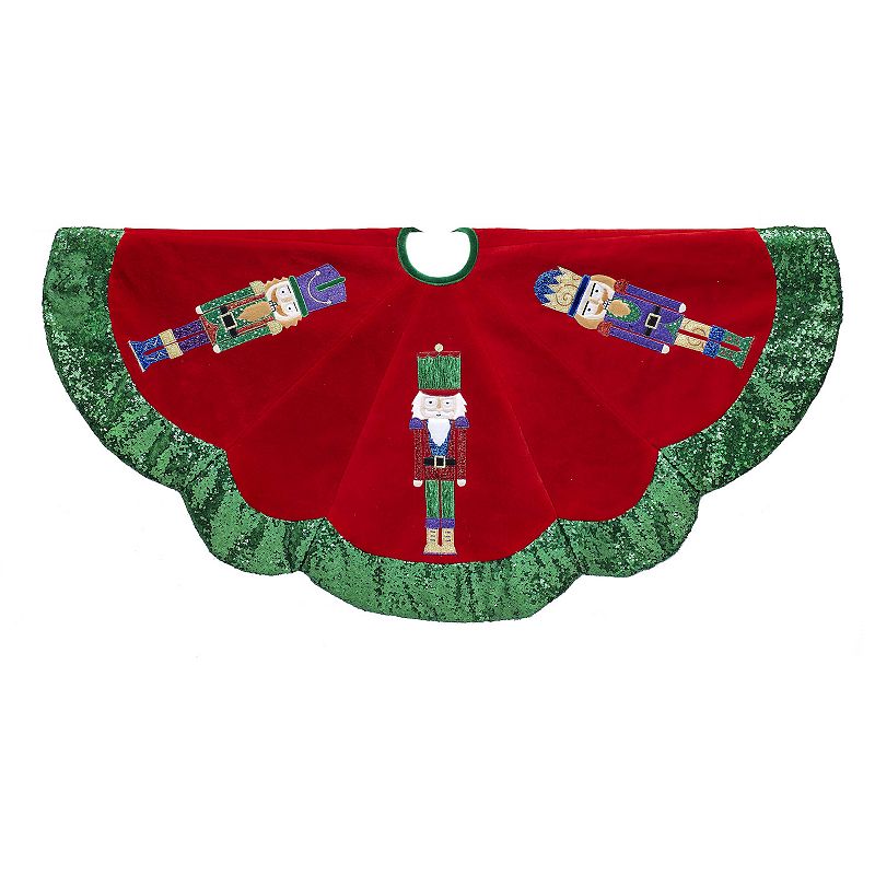 48-inch Nutcracker Design Velvet Tree Skirt, Multicolor