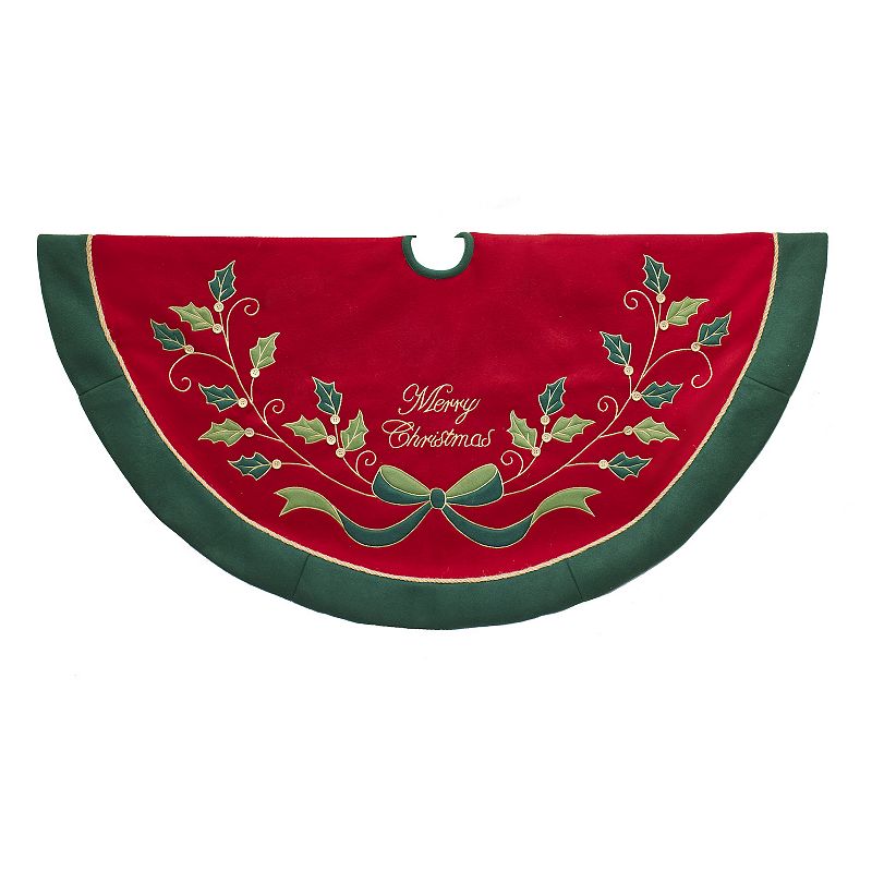 Red and Green with Holly Tree Skirt, Multicolor