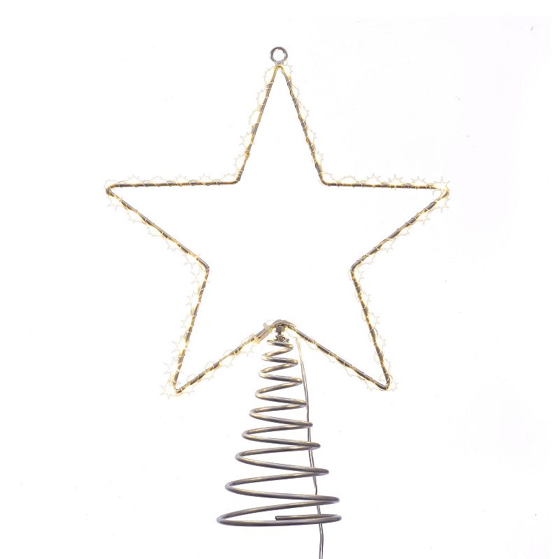 13-Inch Metal Lighted LED Star Treetop, Grey