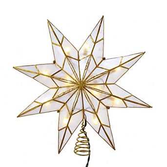 10-Light 8-Point Gold Capiz Star Treetop
