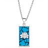 Harper Stone Silver Plated Bee Rectangle Turquoise Cubic Zirconia Pendant