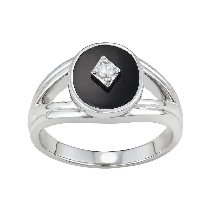 60319897 Harper Stone Silver Plated Black Oval Agate Cubic  sku 60319897