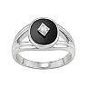 Harper Stone Silver Plated Black Oval Agate Cubic Zirconia Ring 
