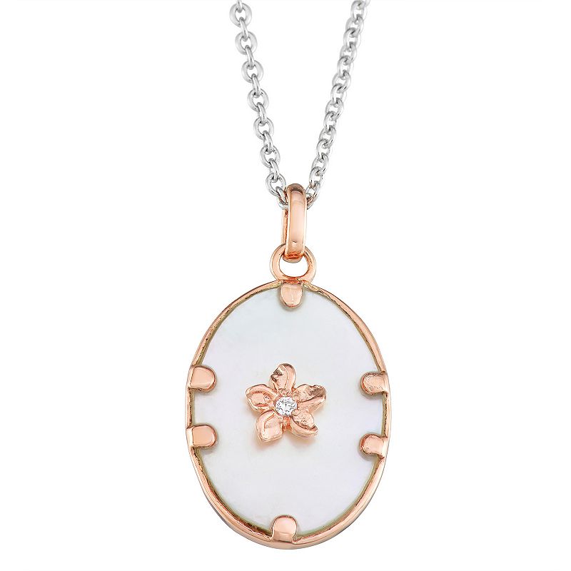 Harper Stone Rose Gold Plated Oval Cubic Zirconia Pendant, Womens, Size: 