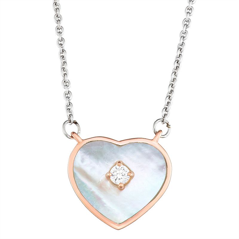 Harper Stone Rose Gold Plated Heart Cubic Zirconia Necklace, Womens, Size