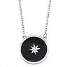 Harper Stone Silver Plated Black Round Agate Cubic Zirconia Necklace